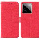 For Realme GT 7 Pro Lace Flower Embossing Flip Leather Phone Case(Red) - 1