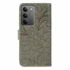 For Realme 14x Lace Flower Embossing Flip Leather Phone Case(Grey) - 3