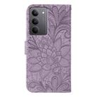 For Realme 14x Lace Flower Embossing Flip Leather Phone Case(Purple) - 3