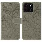 For ZTE Blade A35 Lace Flower Embossing Flip Leather Phone Case(Grey) - 1
