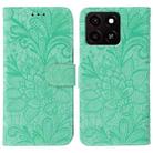 For ZTE Blade A35 Lace Flower Embossing Flip Leather Phone Case(Green) - 1