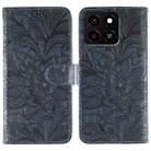 For ZTE Blade A35 Lace Flower Embossing Flip Leather Phone Case(Dark Blue) - 1