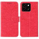 For ZTE Blade A35 Lace Flower Embossing Flip Leather Phone Case(Red) - 1
