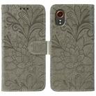 For Samsung Galaxy XCover7 Lace Flower Embossing Flip Leather Phone Case(Grey) - 1