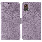 For Samsung Galaxy XCover7 Lace Flower Embossing Flip Leather Phone Case(Purple) - 1
