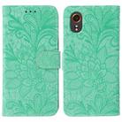For Samsung Galaxy XCover7 Lace Flower Embossing Flip Leather Phone Case(Green) - 1