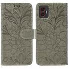 For Samsung Galaxy XCover7 Pro Lace Flower Embossing Flip Leather Phone Case(Grey) - 1