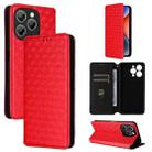 For Oukitel P1 Cubic Grid Texture Flip Leather Phone Case(Red) - 1