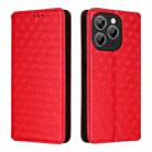 For Oukitel P1 Cubic Grid Texture Flip Leather Phone Case(Red) - 2