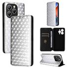 For Oukitel P1 Cubic Grid Texture Flip Leather Phone Case(Silver) - 1