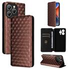 For Oukitel P1 Cubic Grid Texture Flip Leather Phone Case(Brown) - 1