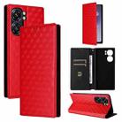 For Oukitel C58 / C58 Pro Cubic Grid Texture Flip Leather Phone Case(Red) - 1