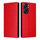 For Oukitel C58 / C58 Pro Cubic Grid Texture Flip Leather Phone Case(Red) - 2