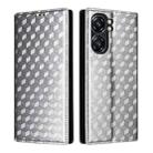 For Oukitel C58 / C58 Pro Cubic Grid Texture Flip Leather Phone Case(Silver) - 2