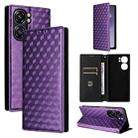 For Oukitel C58 / C58 Pro Cubic Grid Texture Flip Leather Phone Case(Purple) - 1