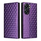 For Oukitel C58 / C58 Pro Cubic Grid Texture Flip Leather Phone Case(Purple) - 2