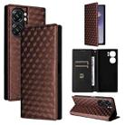 For Oukitel C58 / C58 Pro Cubic Grid Texture Flip Leather Phone Case(Brown) - 1