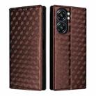For Oukitel C58 / C58 Pro Cubic Grid Texture Flip Leather Phone Case(Brown) - 2