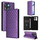 For Oukitel C57 / C57S / C57 Pro Cubic Grid Texture Flip Leather Phone Case(Purple) - 1