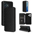 For Oukitel C51 Cubic Grid Texture Flip Leather Phone Case(Black) - 1