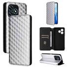 For Oukitel C51 Cubic Grid Texture Flip Leather Phone Case(Silver) - 1