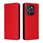 For Oukitel C50 Cubic Grid Texture Flip Leather Phone Case(Red) - 2
