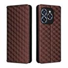 For Oukitel C50 Cubic Grid Texture Flip Leather Phone Case(Brown) - 2