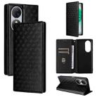 For Oukitel C38 Cubic Grid Texture Flip Leather Phone Case(Black) - 1