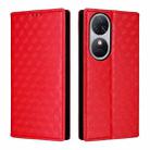 For Oukitel C38 Cubic Grid Texture Flip Leather Phone Case(Red) - 2