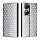For Oukitel C38 Cubic Grid Texture Flip Leather Phone Case(Silver) - 2