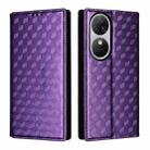 For Oukitel C38 Cubic Grid Texture Flip Leather Phone Case(Purple) - 2