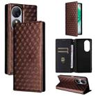 For Oukitel C38 Cubic Grid Texture Flip Leather Phone Case(Brown) - 1