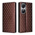 For Oukitel C38 Cubic Grid Texture Flip Leather Phone Case(Brown) - 2