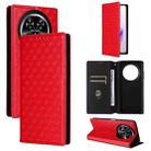 For Oukitel C37 Cubic Grid Texture Flip Leather Phone Case(Red) - 1