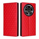 For Oukitel C37 Cubic Grid Texture Flip Leather Phone Case(Red) - 2