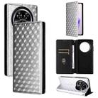 For Oukitel C37 Cubic Grid Texture Flip Leather Phone Case(Silver) - 1