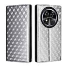 For Oukitel C37 Cubic Grid Texture Flip Leather Phone Case(Silver) - 2