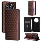 For Oukitel C37 Cubic Grid Texture Flip Leather Phone Case(Brown) - 1