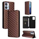 For Oukitel C35 / C36 Cubic Grid Texture Flip Leather Phone Case(Brown) - 1