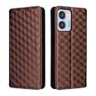 For Oukitel C35 / C36 Cubic Grid Texture Flip Leather Phone Case(Brown) - 2