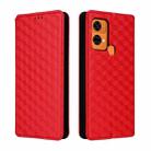 For Oukitel C33 Cubic Grid Texture Flip Leather Phone Case(Red) - 1