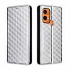 For Oukitel C33 Cubic Grid Texture Flip Leather Phone Case(Silver) - 1