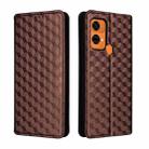 For Oukitel C33 Cubic Grid Texture Flip Leather Phone Case(Brown) - 1