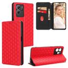For Oukitel C32 Cubic Grid Texture Flip Leather Phone Case(Red) - 1