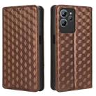 For Oukitel C32 Cubic Grid Texture Flip Leather Phone Case(Brown) - 2