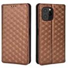 For Oukitel C21 Pro Cubic Grid Texture Flip Leather Phone Case(Brown) - 2