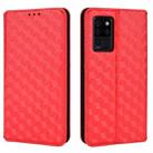 For Oukitel C21 Cubic Grid Texture Flip Leather Phone Case(Red) - 2