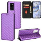 For Oukitel C21 Cubic Grid Texture Flip Leather Phone Case(Purple) - 1