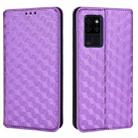 For Oukitel C21 Cubic Grid Texture Flip Leather Phone Case(Purple) - 2