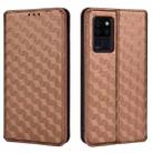 For Oukitel C21 Cubic Grid Texture Flip Leather Phone Case(Brown) - 2